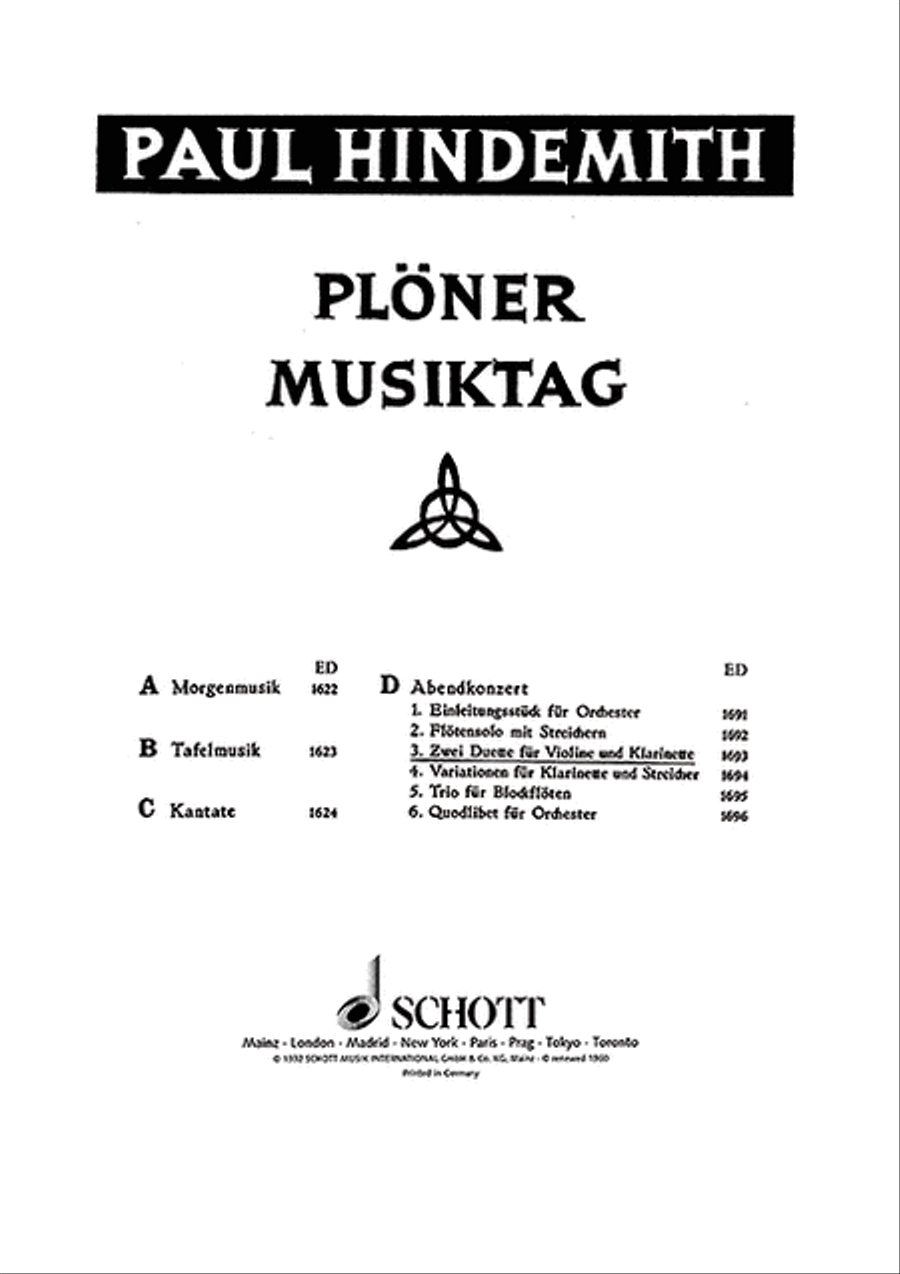 Plöner Musiktag Plöner Musiktag Clarinet scores gallery preview page 1