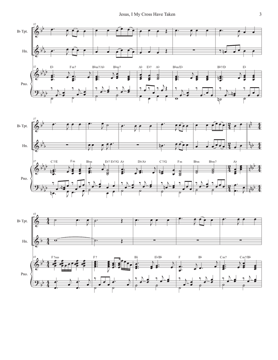Jesus, I My Cross Have Taken (Duet for Bb-Trumpet and French Horn) Brass Duet scores gallery preview page 4