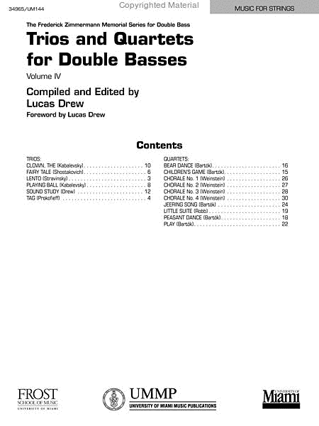 Trios and Quartets for Double Basses, Volume 4