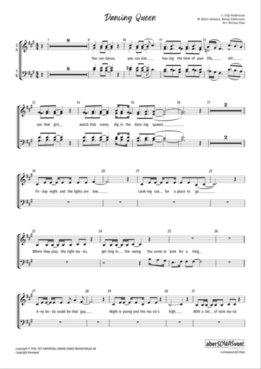 Dancing Queen Dancing Queen 4-Part scores gallery preview page 6