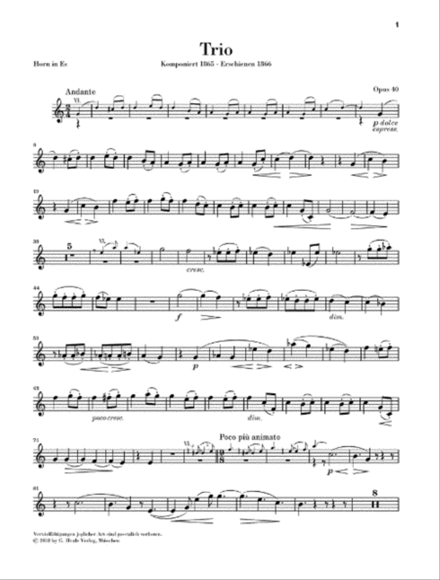 Horn Trio in E-flat Major, Op. 40 Woodwind Trio scores gallery preview page 9