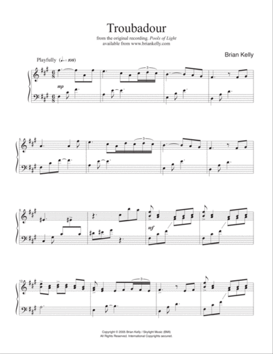 Troubadour Piano Solo scores gallery preview page 1