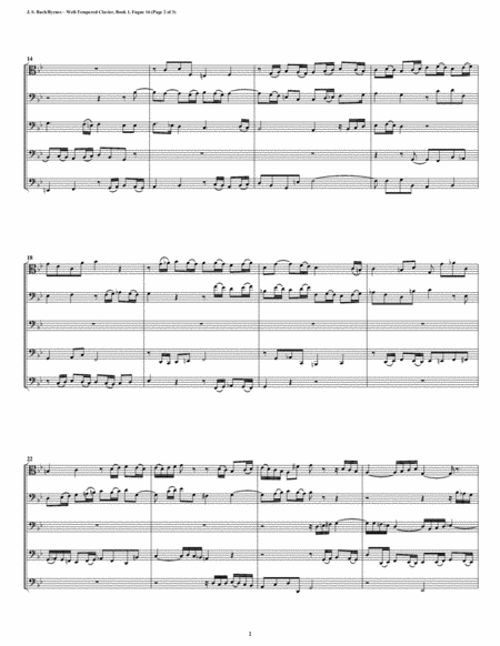 Fugue 16 from Well-Tempered Clavier, Book 1 (Trombone Quintet) image number null