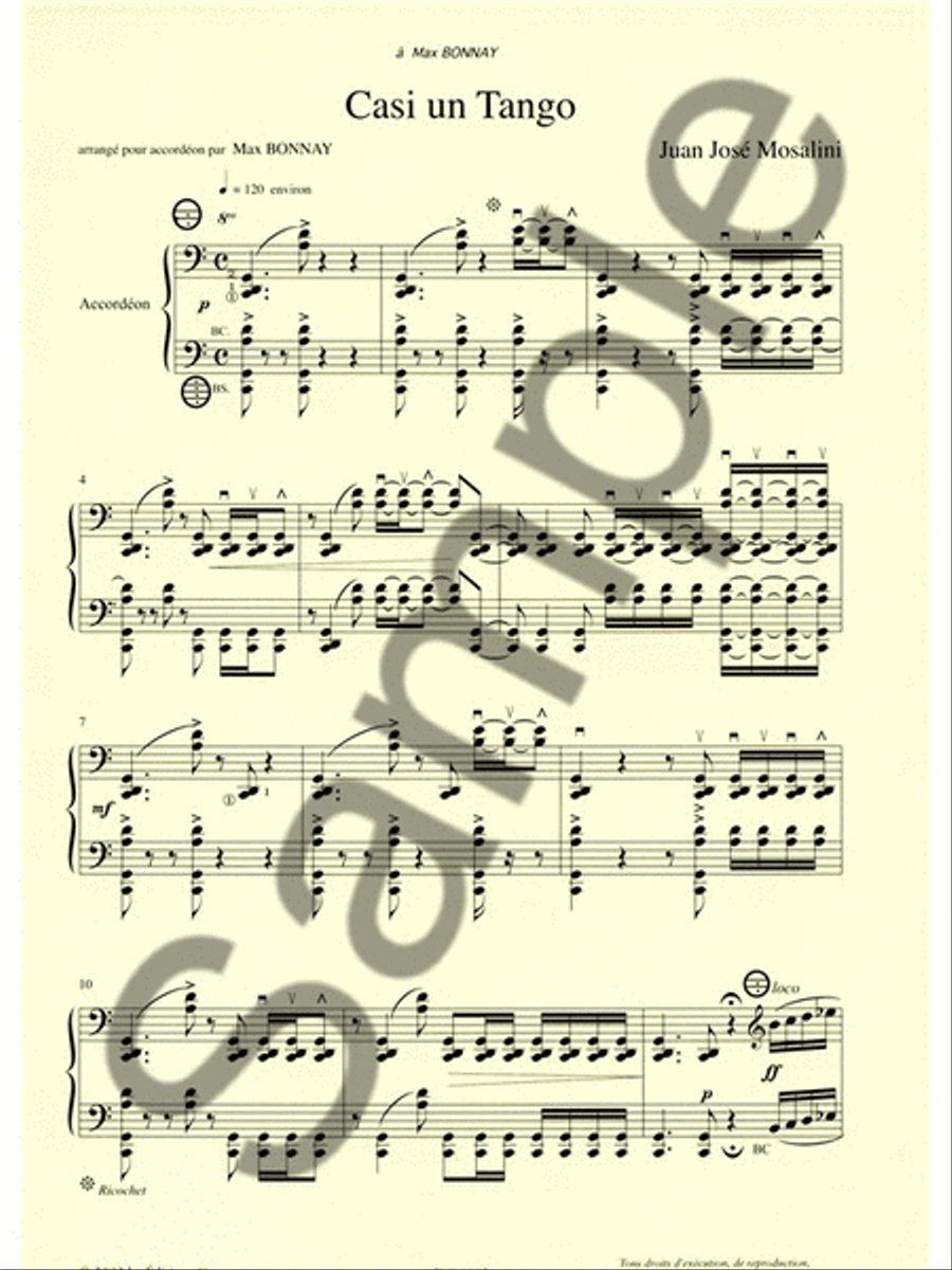 Mosalini Juan Jose Casi Un Tango (bonnay) Accordion Book Accordion scores gallery preview page 2