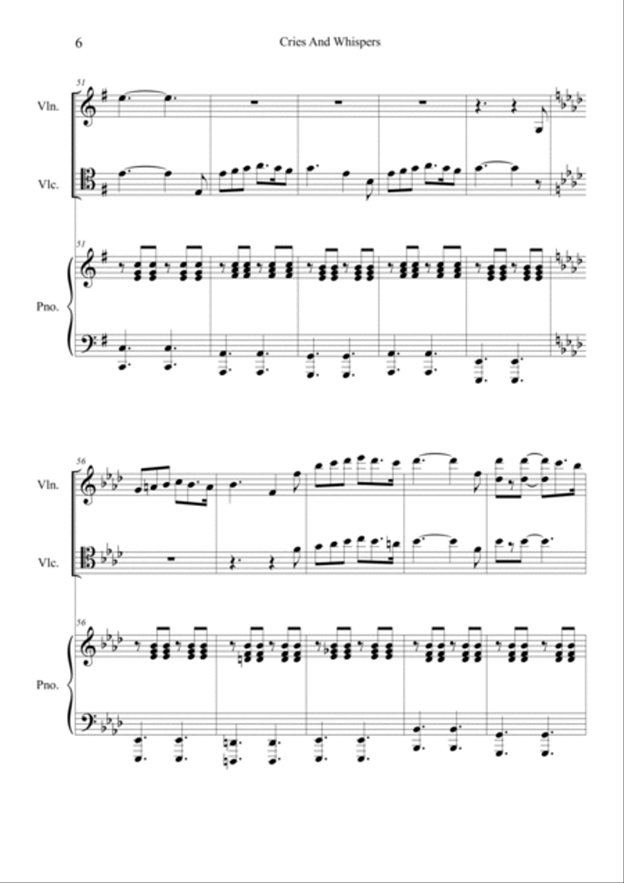 Cries and Whispers Cries and Whispers Piano Trio scores gallery preview page 6