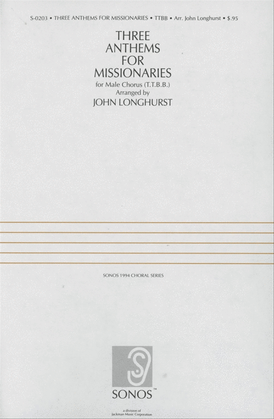 Three Anthems for Missionaries - TTBB a cappella TTBB scores gallery preview page 1