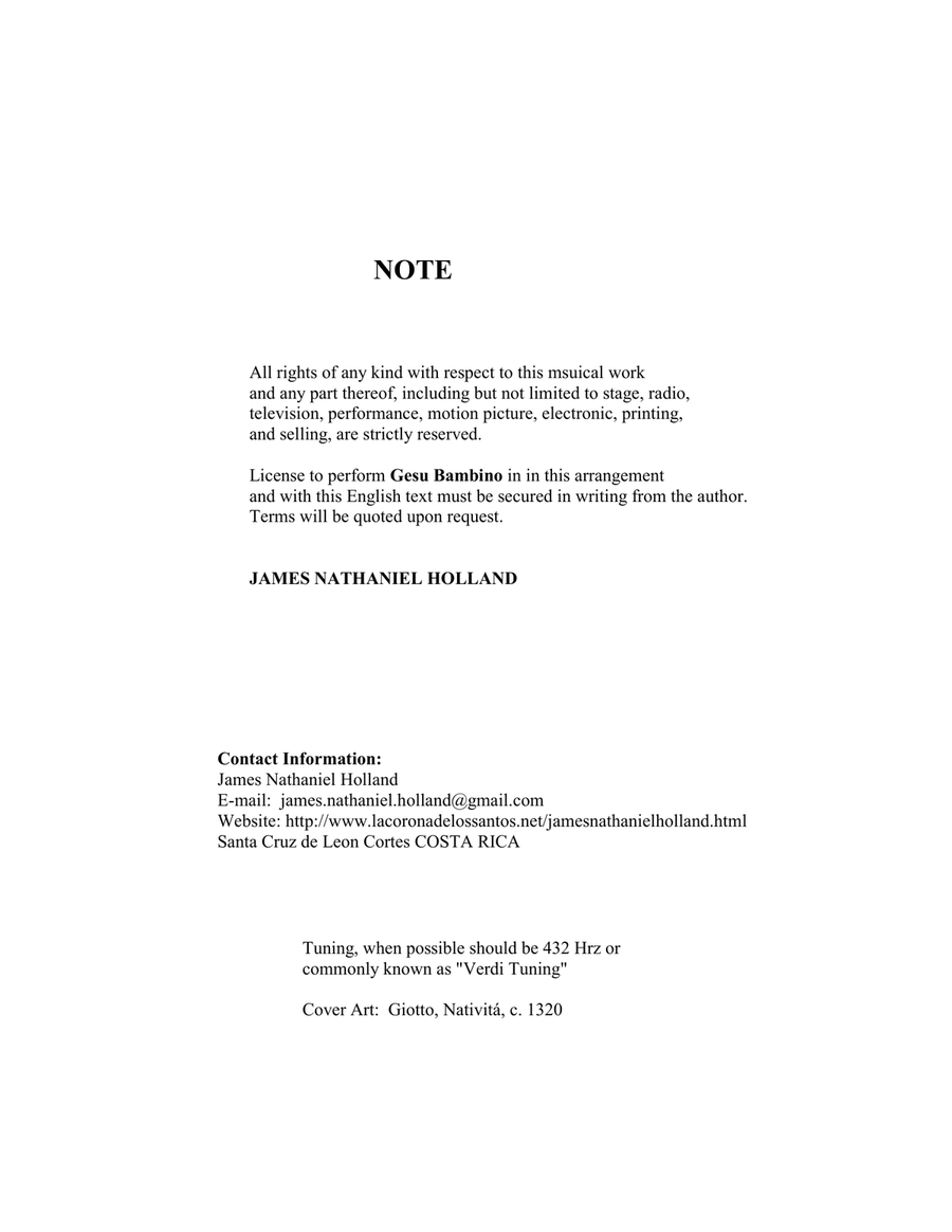 Gesu Bambino Vocal Part only with New English Lyrics High Voice scores gallery preview page 2