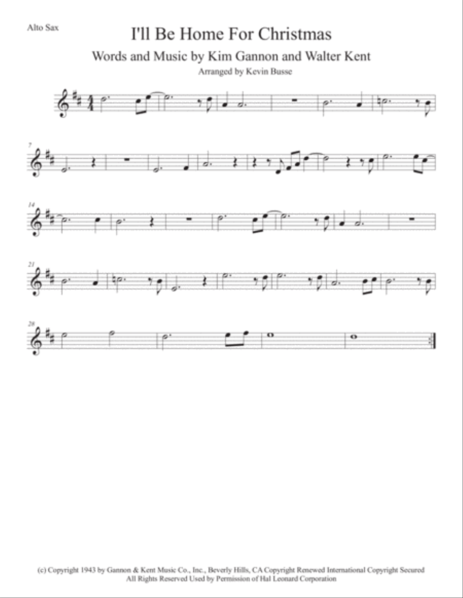 I'll Be Home For Christmas Alto Saxophone scores gallery preview page 1