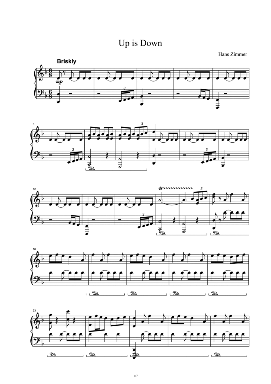 Up Is Down Piano Solo scores gallery preview page 1