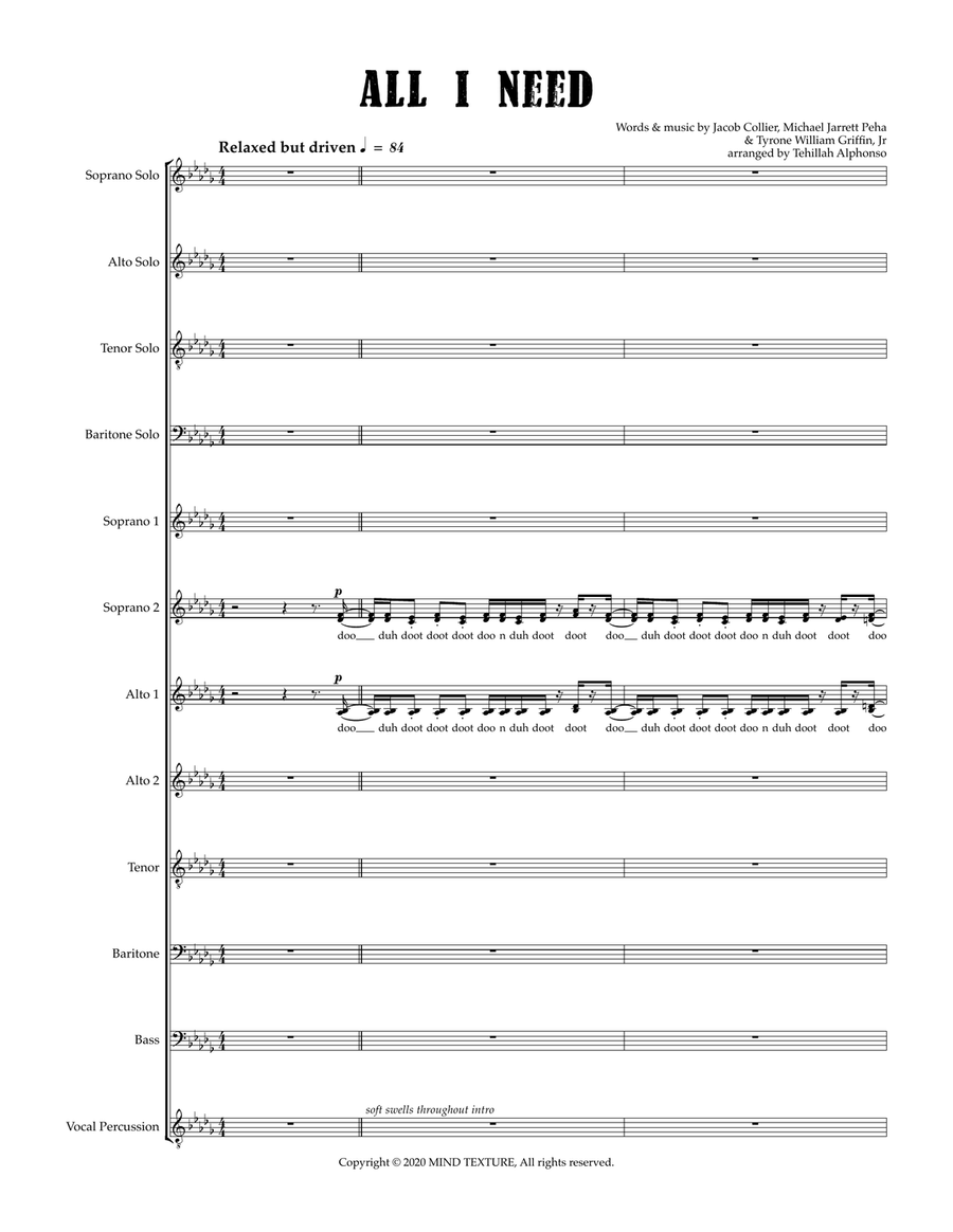 All I Need (feat. Mahalia & Ty Dolla $ign) 4-Part scores gallery preview page 1