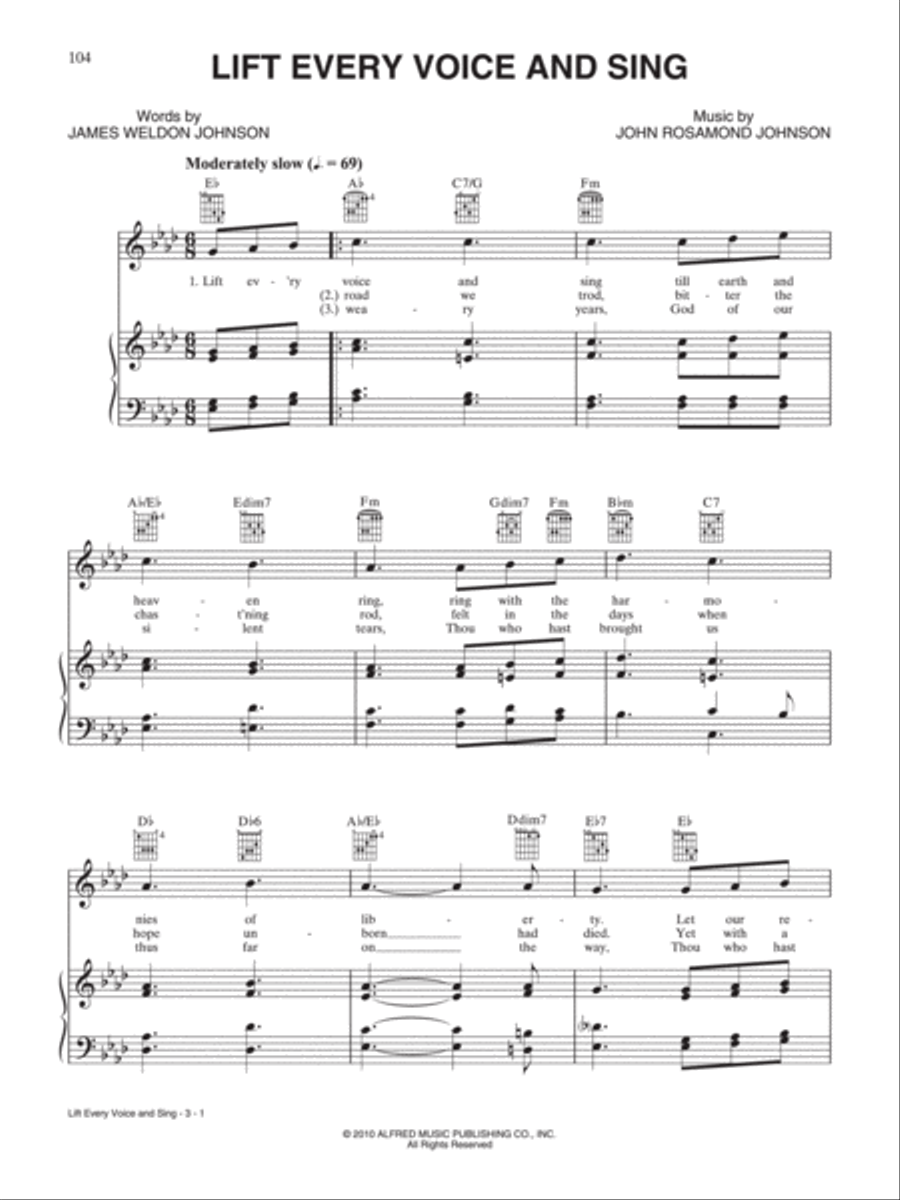 Lift Every Voice and Sing Piano, Vocal, Guitar scores gallery preview page 1