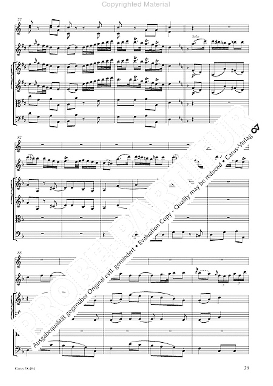Concerto for Flute in D major (Concerto per il Flauto traverso in D / Flotenkonzert in D) Flute Solo scores gallery preview page 41
