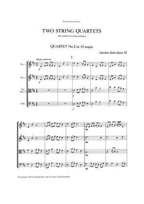 String Quartet, Op.72 No. 2 in D Major by Gordon Dale - Score Only
