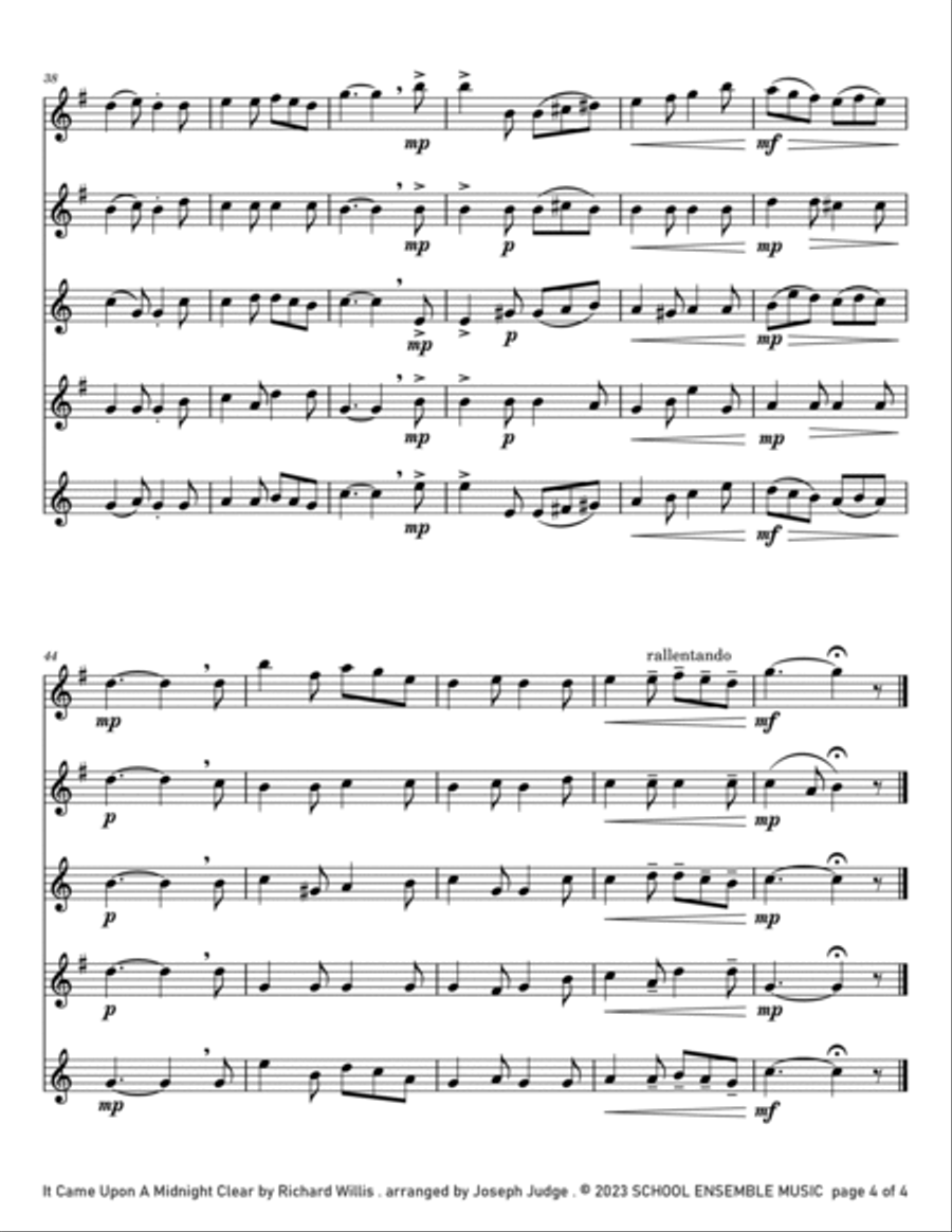 It Came Upon A Midnight Clear for Saxophone Quartet in Schools Saxophone Quartet scores gallery preview page 4