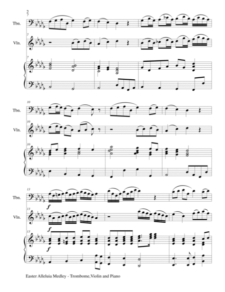 EASTER ALLELUIA MEDLEY (Trio – Trombone, Violin and Piano) Score and Parts image number null