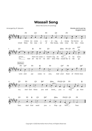Wassail Song (Here We Come A-Caroling) - Key of F-Sharp Major