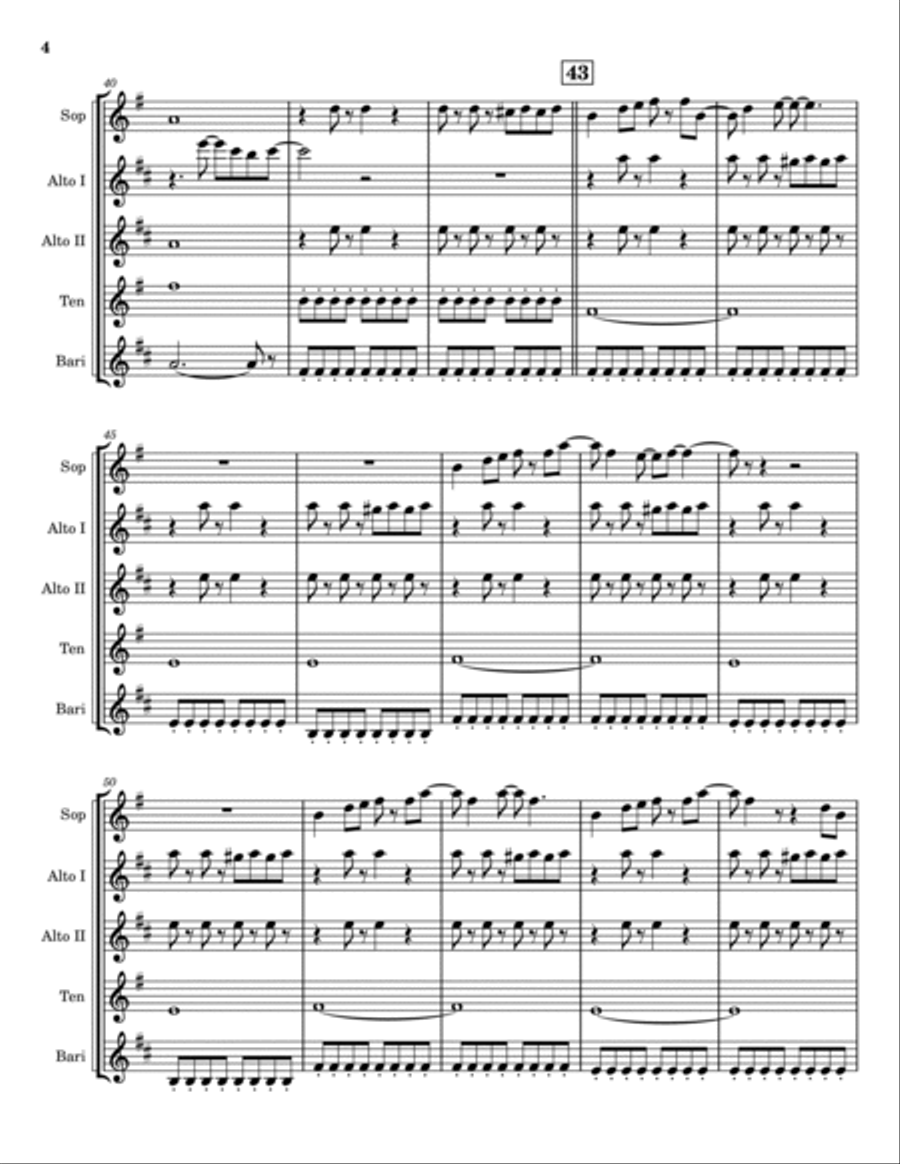 White Wedding Saxophone Quintet scores gallery preview page 5