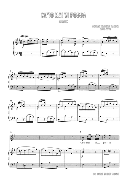 Handel-Ch'io mai vi possa in e minor,for voice and piano image number null