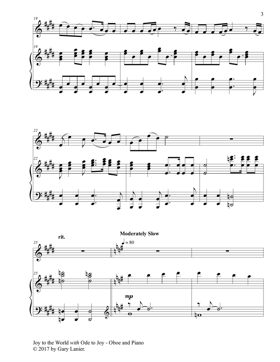 JOY TO THE WORLD with ODE TO JOY (Oboe with Piano & Score/Part) Piano scores gallery preview page 4