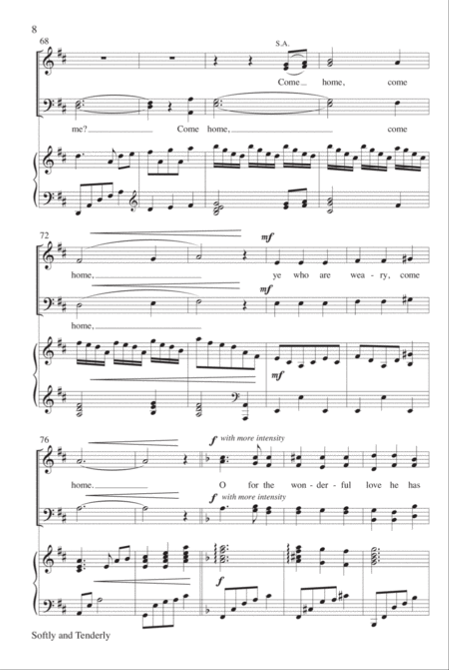 Softly and Tenderly 4-Part scores gallery preview page 8
