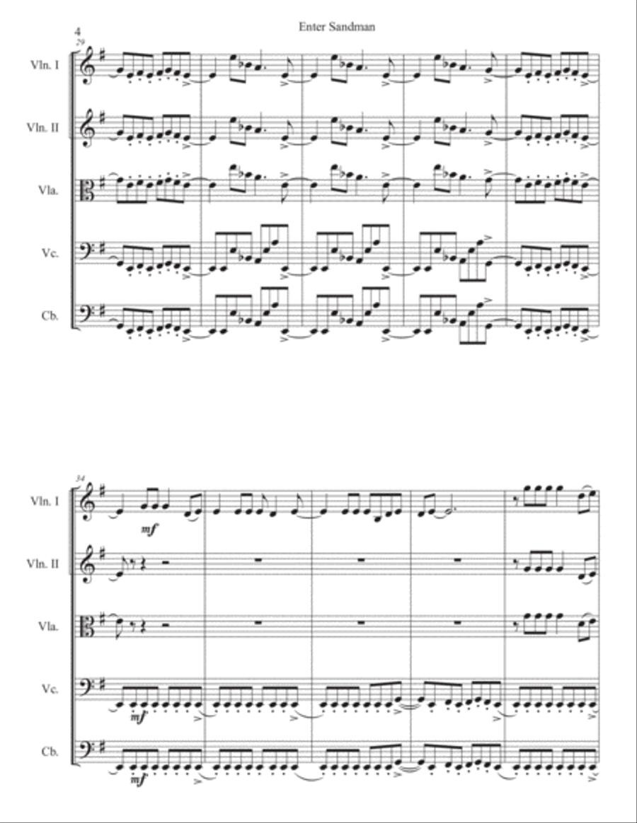 Enter Sandman Enter Sandman Cello scores gallery preview page 4