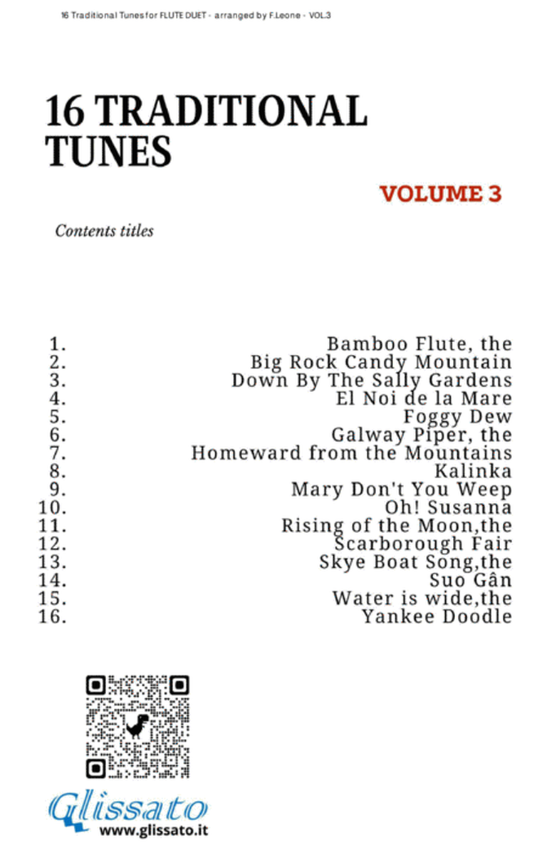 16 Traditional Tunes - 64 easy flute duets (VOL.3) image number null