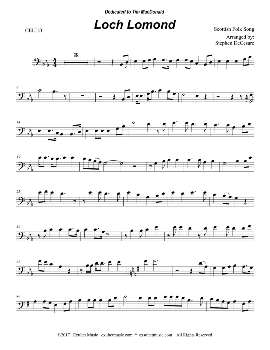 Loch Lomond (Duet for Violin and Cello) Piano Trio scores gallery preview page 6