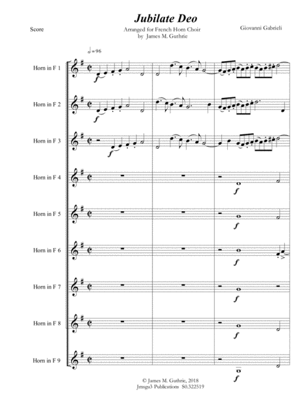 Gabrieli: Jubilate Deo Ch. 136 for French Horn Choir image number null