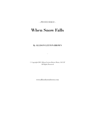When Snow Falls - Evocative Piano Solo - by Allison Leyton-Brown