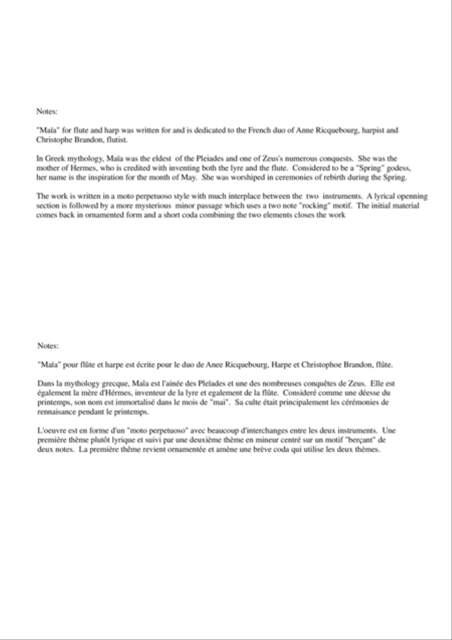 Paul Wehage: Maïa for flute and harp Flute scores gallery preview page 2