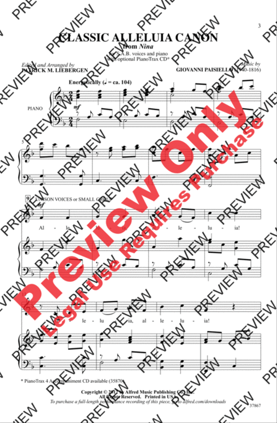 Classic Alleluia Canon 3-Part scores gallery preview page 3
