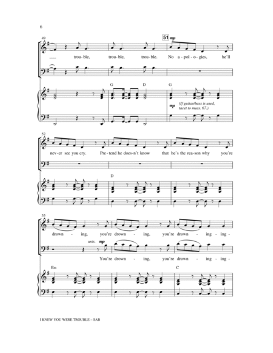 I Knew You Were Trouble. I Knew You Were Trouble. 3-Part scores gallery preview page 6