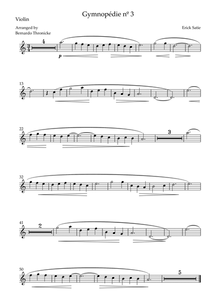 Gymnopédie nº3 - For Violin image number null