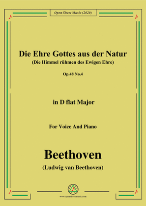 Beethoven-Die Ehre Gottes aus der Natur,in D flat Major,for Voice and Piano