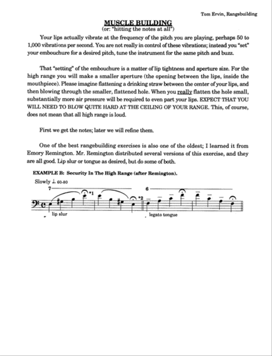 Rangebuilding on the Trombone by Tom Ervin Trombone Solo scores gallery preview page 6