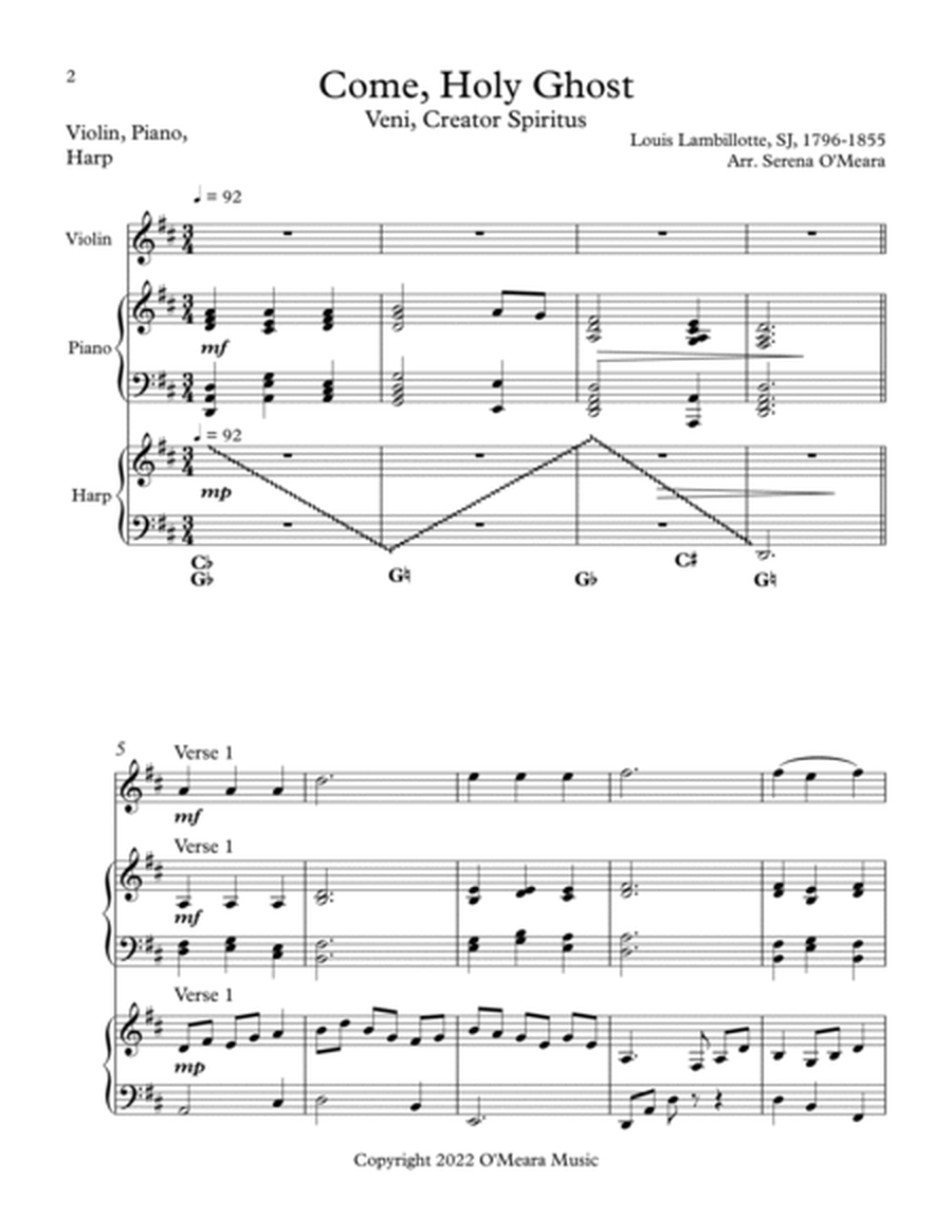 Come, Holy Ghost, Trio for Violin, Harp, Piano image number null