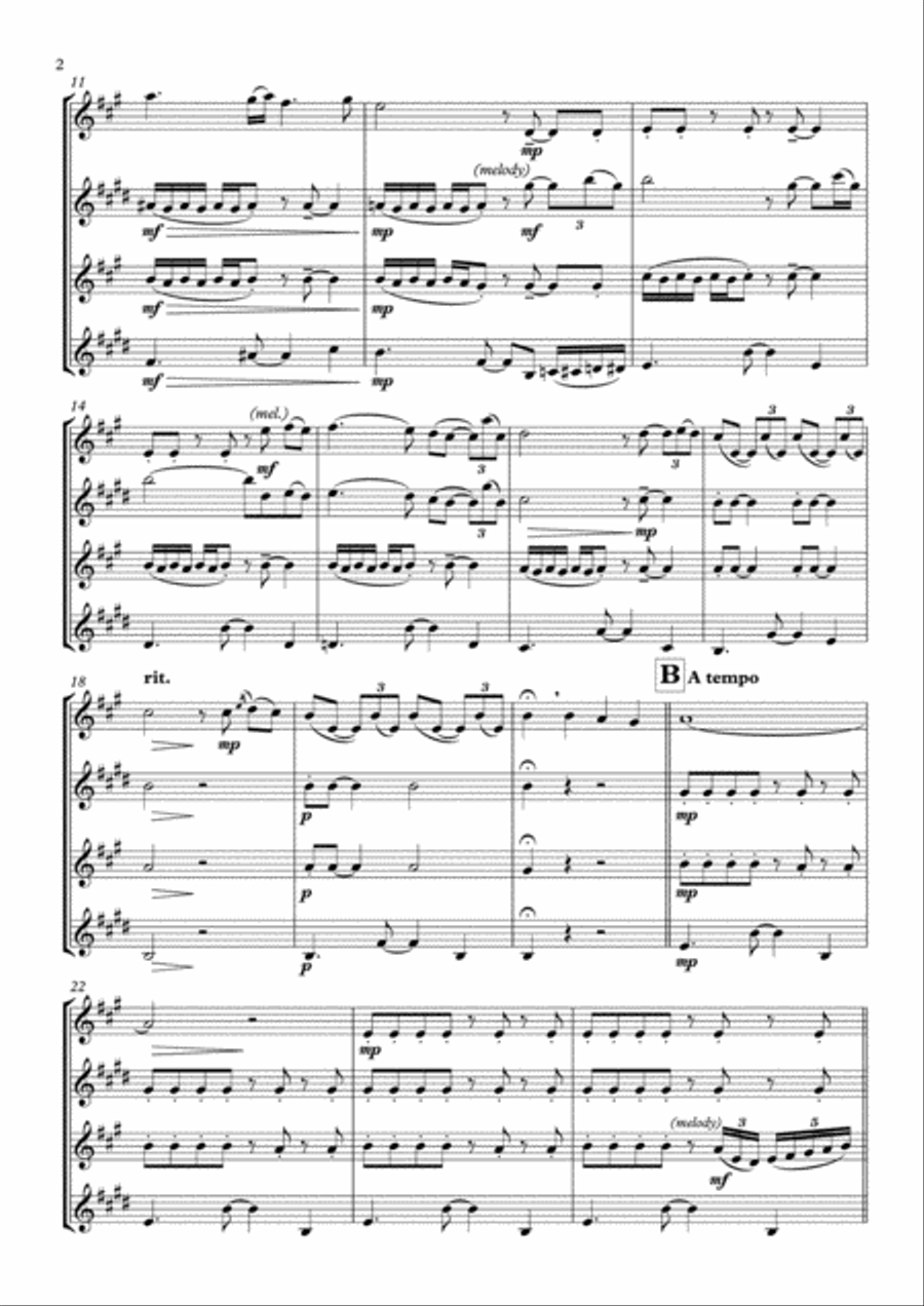 Il Postino (the Postman) Woodwind Quartet scores gallery preview page 2
