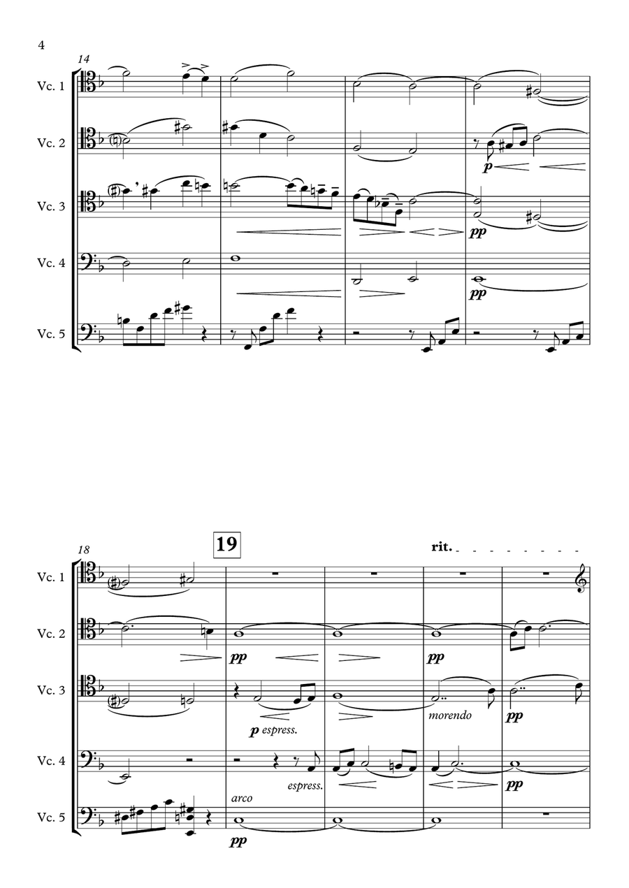 Adagietto (from Symphony No. 5) [for Cello Quintet/Ensemble] Cello Solo scores gallery preview page 4
