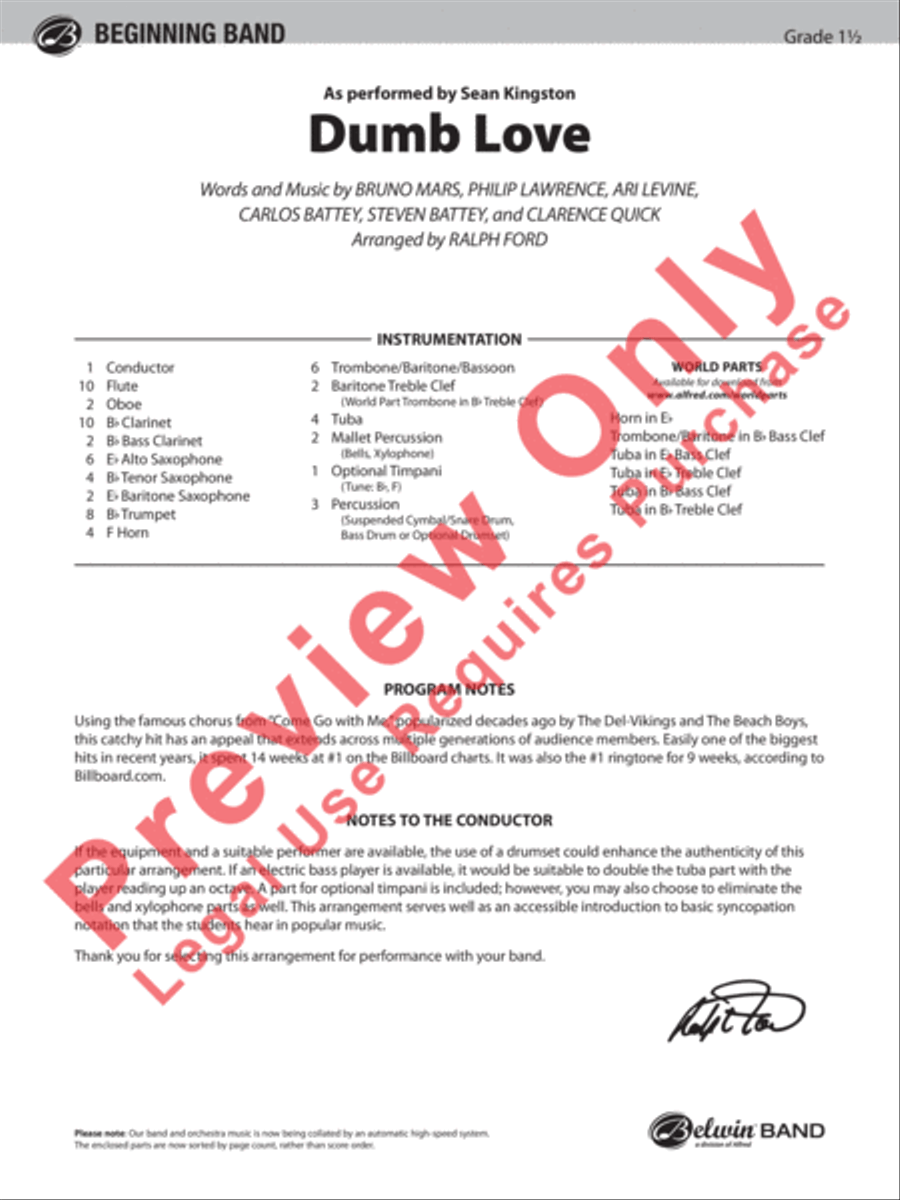 Dumb Love Dumb Love Concert Band scores gallery preview page 2