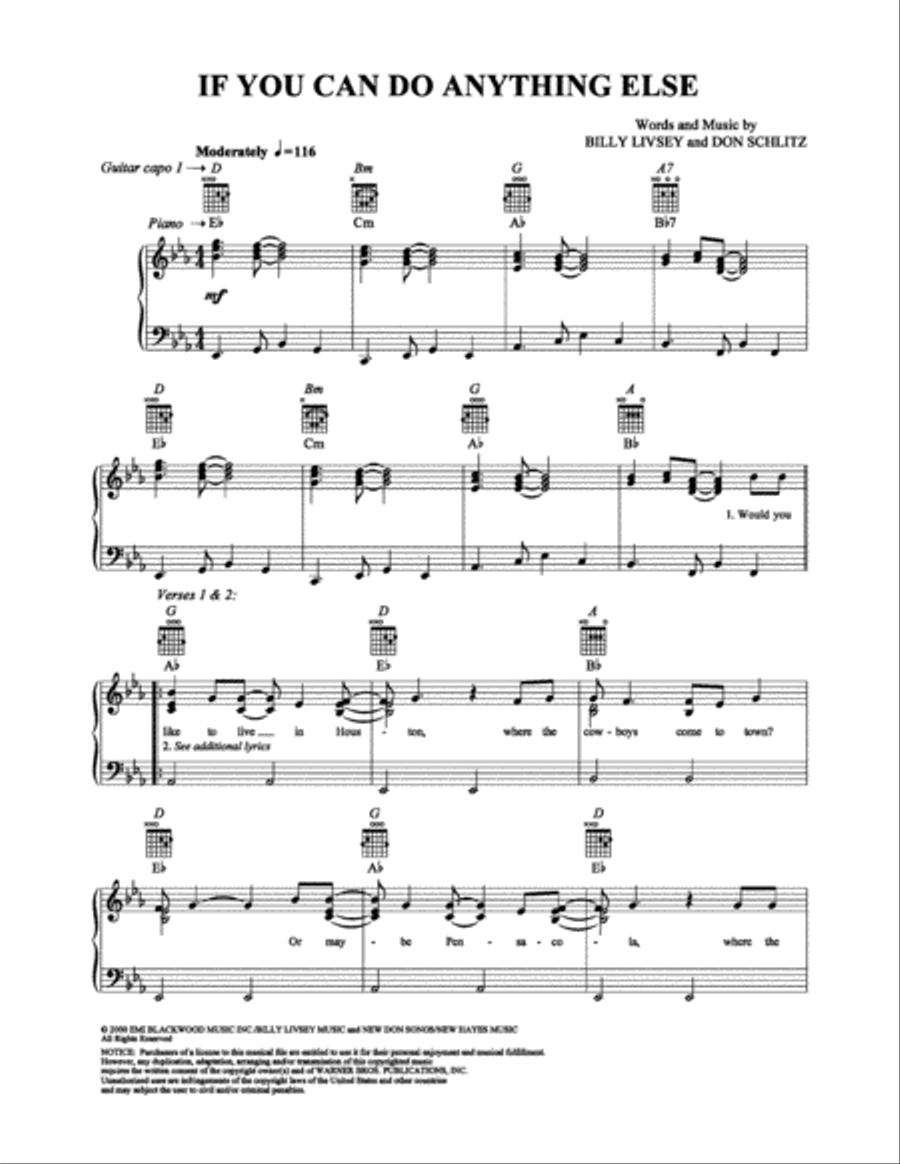 If You Can Do Anything Else Piano, Vocal, Guitar scores gallery preview page 1