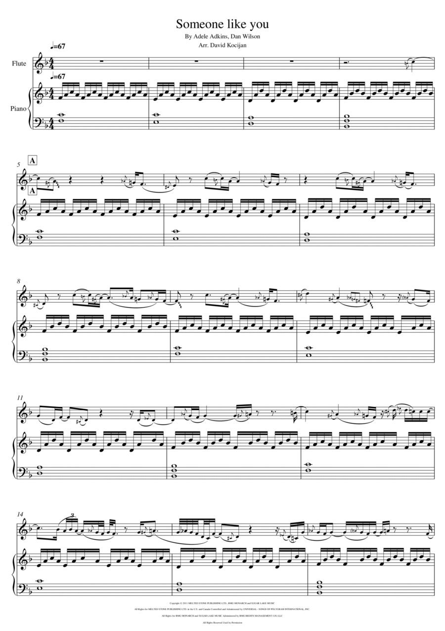 Someone Like You Someone Like You Flute Solo scores gallery preview page 1
