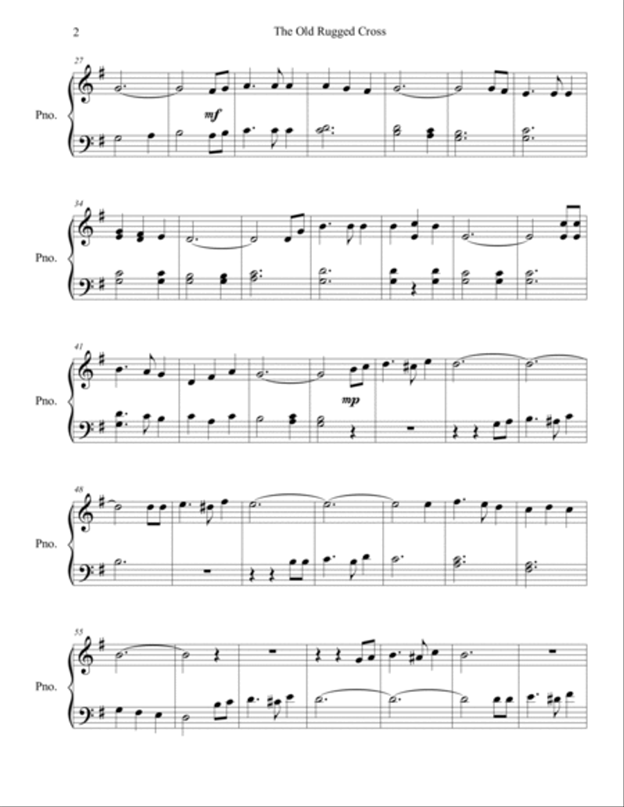 The Old Rugged Cross The Old Rugged Cross Piano Solo scores gallery preview page 2