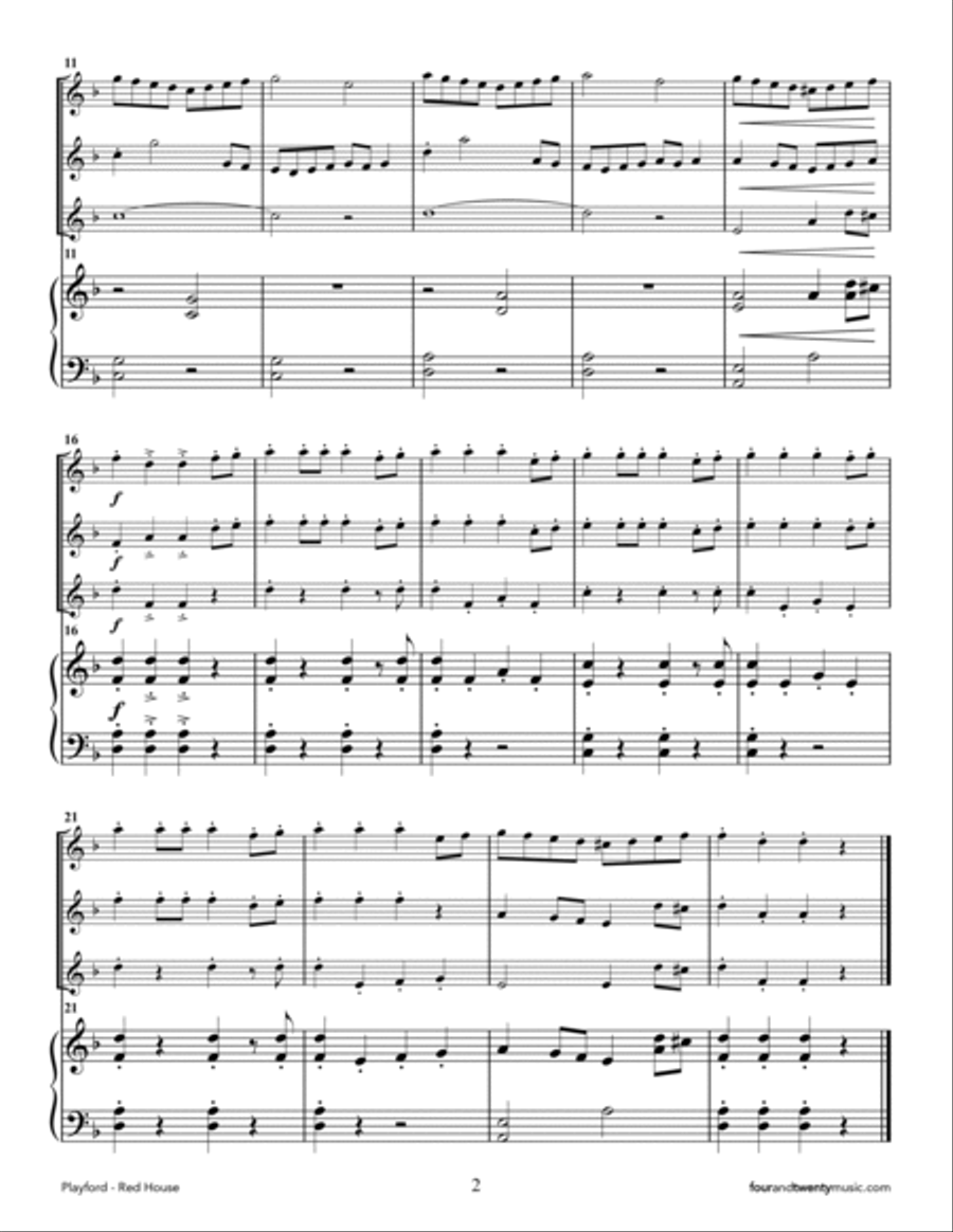 Red House, for two or three flutes and optional piano Small Ensemble scores gallery preview page 2