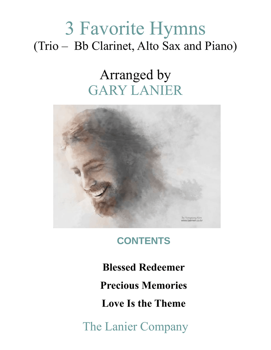 3 FAVORITE HYMNS (Trio - Bb Clarinet, Alto Sax & Piano with Score/Parts) Woodwind Duet scores gallery preview page 1