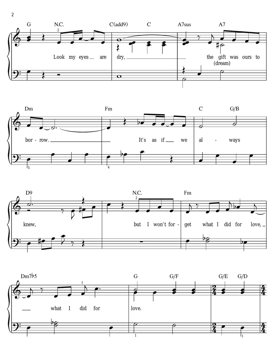 What I Did For Love What I Did For Love Easy Piano scores gallery preview page 2