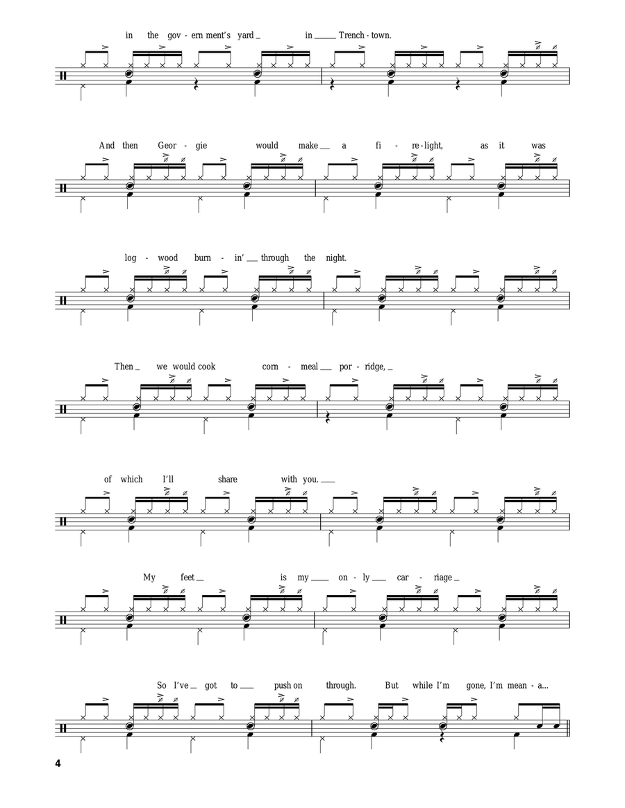No Woman No Cry No Woman No Cry Drum Set scores gallery preview page 4