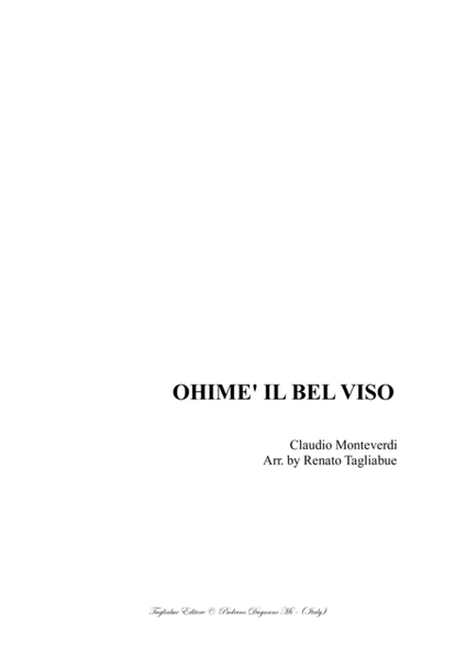 OHIME' IL BEL VISO - C, Monteverdi - Arr. For SSTTB (or SSATB) Choir image number null