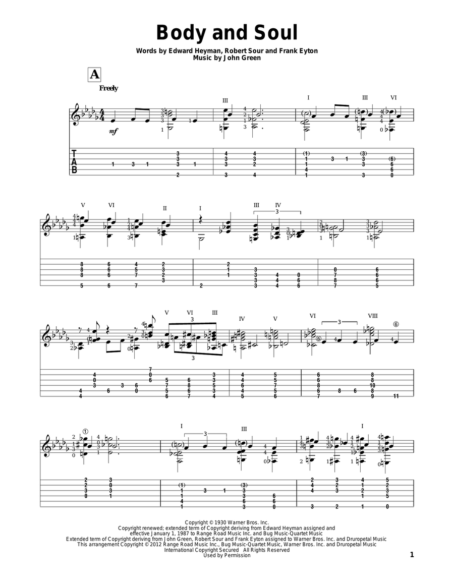 Body And Soul Body And Soul Electric Guitar scores gallery preview page 1