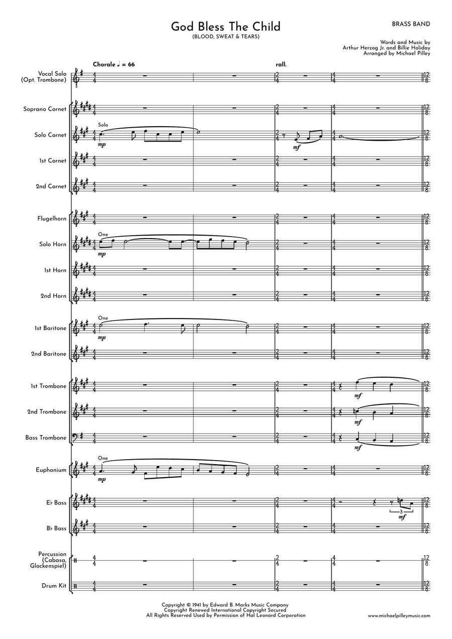 God Bless' The Child Brass Band scores gallery preview page 2