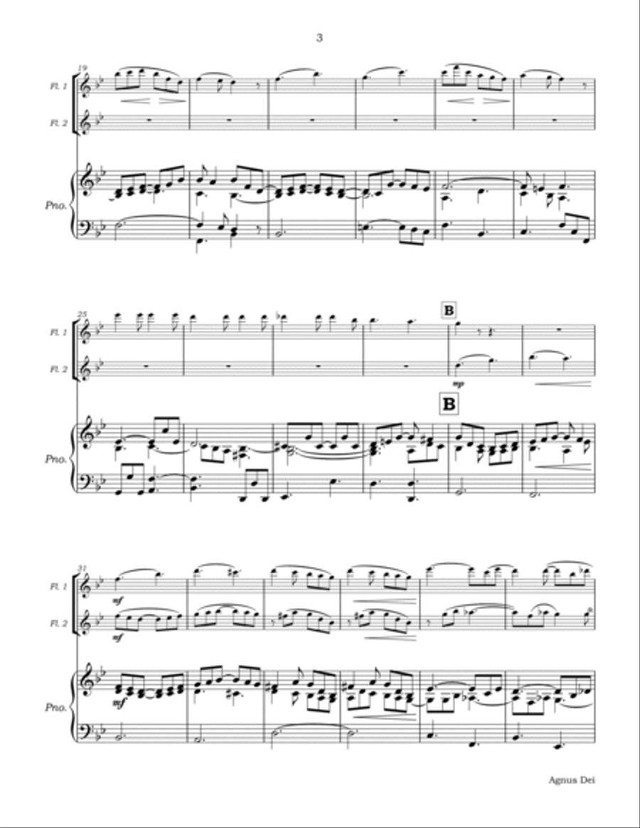 Agnus Dei for Flute Duet and Piano Flute Duet scores gallery preview page 6